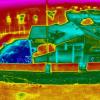 Vue aerienne photo maison en infrarouge pour thermographie par drone