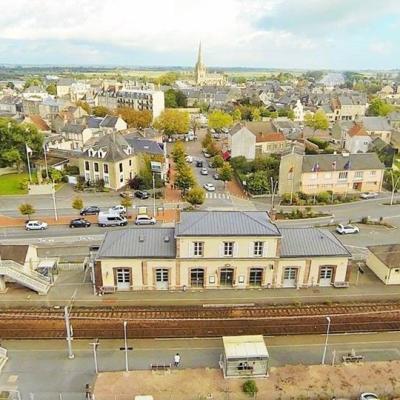Carentan ville de la Manche vue aérienne