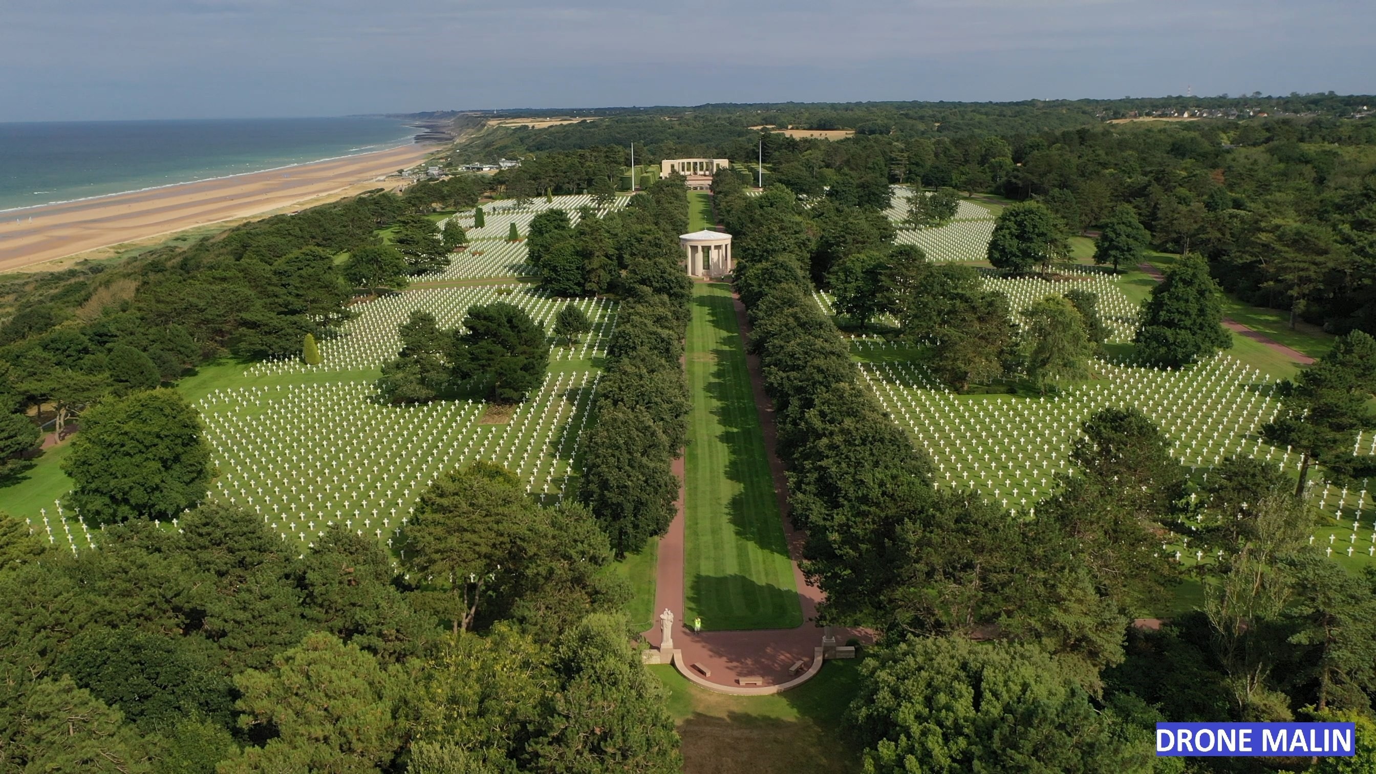 Cimetière Américain de Colleville sur mer photo aérienne par drone