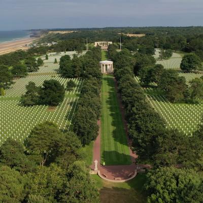 Cimetière Américain de Colleville sur mer photo aérienne par drone