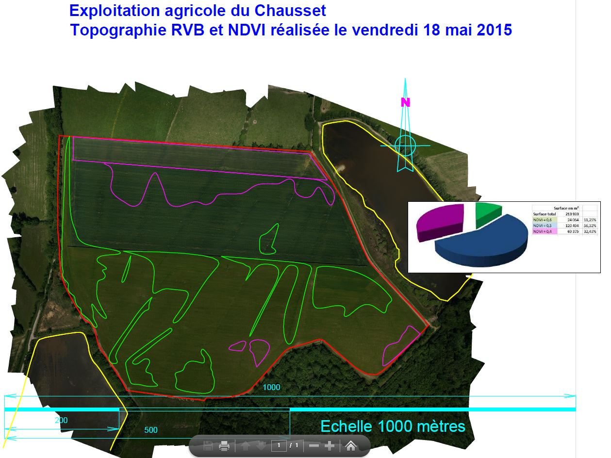 Photo de cartographique des résultats NDVI exploitation agricole