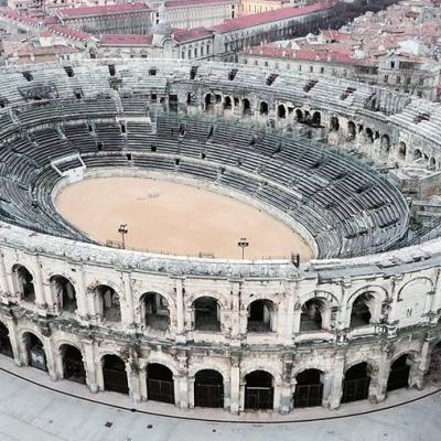 Les arènes de Nîmes photographiée par un drone