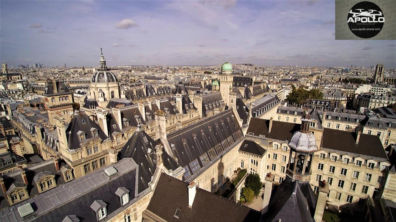 Photo aérienne des toits du quartier de la Sorbonne à Paris