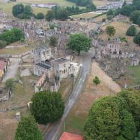 Photo aérienne par drone d Oradour sur Glane, village martyr