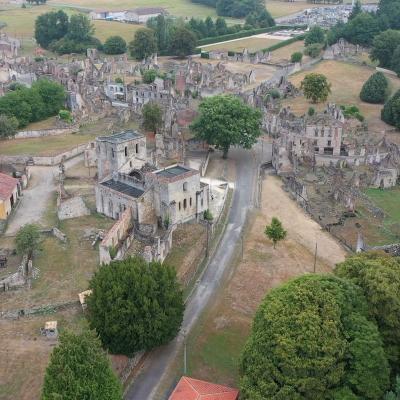 Photo aérienne par drone d Oradour sur Glane, village martyr