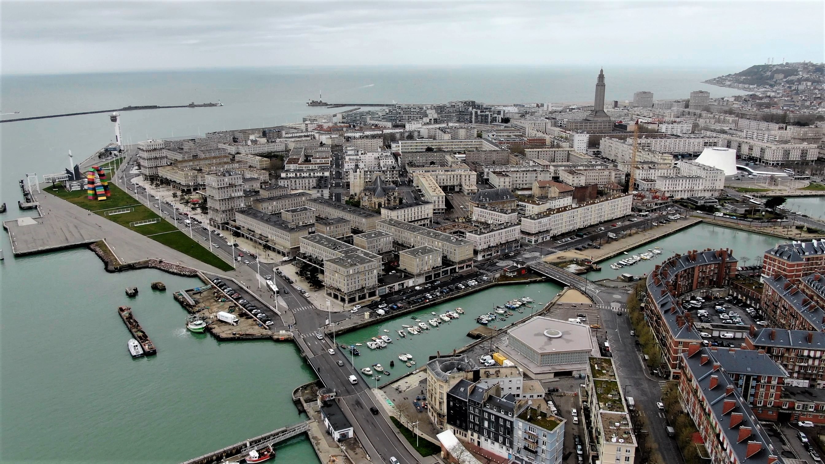 Vue aérienne de la ville du Havre en Seine-Maritime