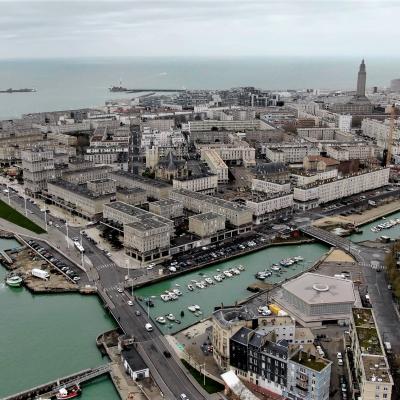 Vue aérienne de la ville du Havre en Seine-Maritime