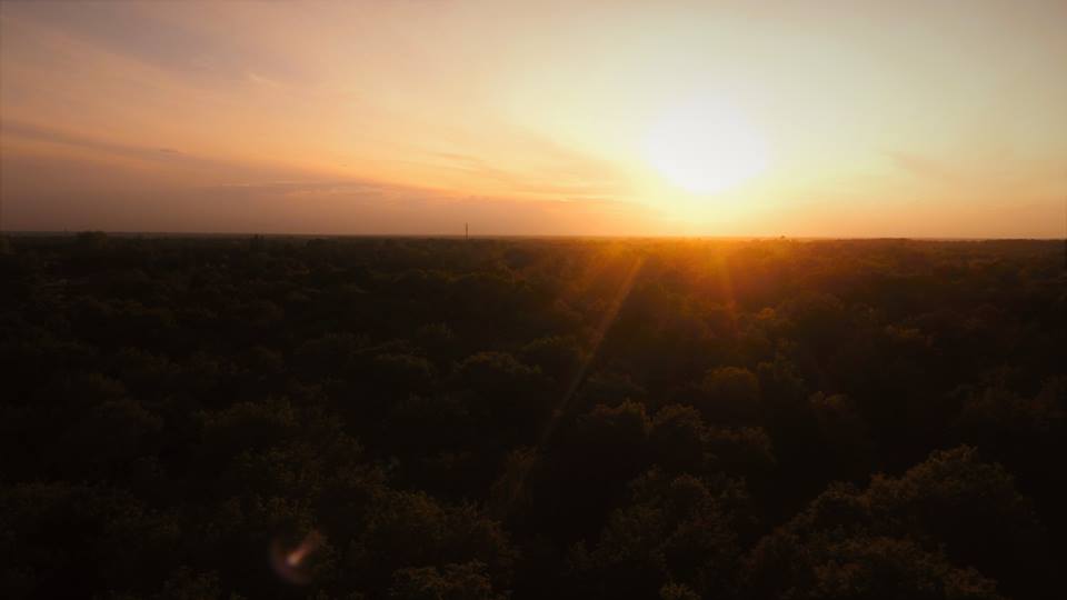 prise de vue aérienne paysage couché de soleil en Nouvelle-Aquitaine