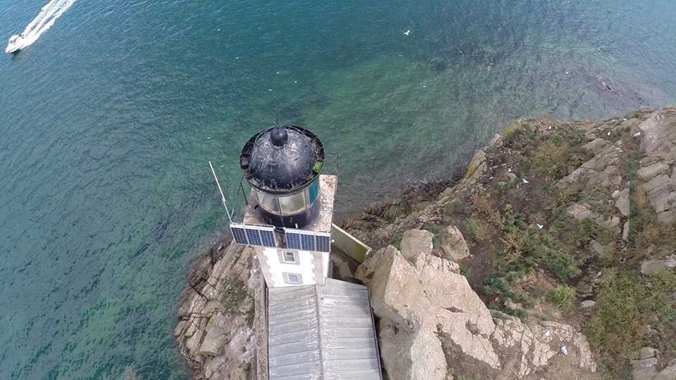 Prise de vue aérienne par drone du phare de l'île Louët, Finistère