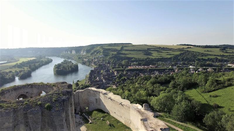 Château Gaillard dans le 27 Eure, en vue aérienne par drone