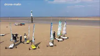 Char a voile sur la plage de Cabourg filmé par un drone