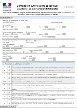 Photo d'une demande d’autorisations spécifiques pour la mise en œuvre d’aéronefs télépilotés