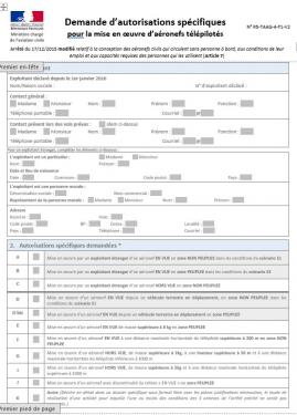 Photo d'une demande d’autorisations spécifiques pour la mise en œuvre d’aéronefs télépilotés