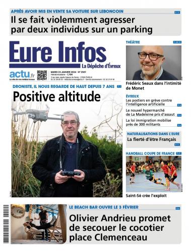 Drone malin en première page du journal Eure-infos