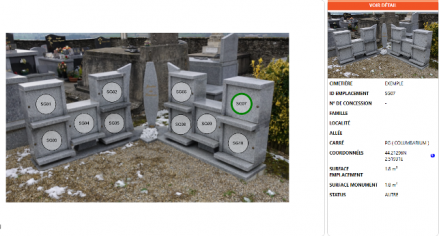 Emplacement et fiche urne funéraire