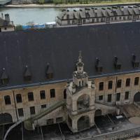 La halle aux grains de rouen en vue aerienne par drone