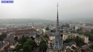 Prestations par drone en Normandie, photo aérienne cathédrale Evreux