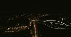Photo aérienne de nuit par drone au dessus de Lyon