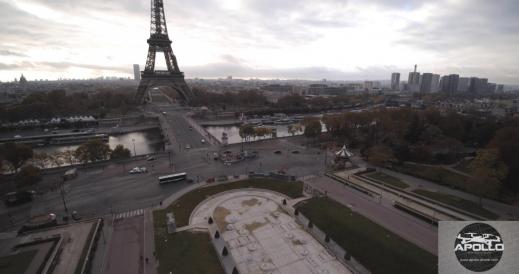 Photo aérienne par drone des jardins du Trocadéro