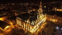 Photo aérienne par drone hôtel de ville de limoges photographié de nuit