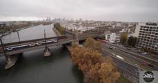 Photo aérienne pont ferroviaire sur la Seine a Asnières-sur-Seine