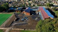 Photo aerienne suivi chantier travaux construction ecole eure normandie