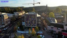 Photo par drone d inspection et suivi de chantier de construction d un immeuble en Normandie