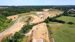 Photo par drone de suivi de chantier de travaux publics en Normandie