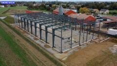 Photo suivi de chantier construction d un bâtiment par drone en Normandie