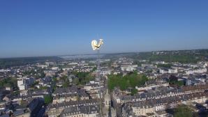 Photographie aérienne par drone du coq de la cathédrale Evreux