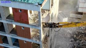 Photographie par drone d inspection détaillé sur chantier de démolition Evreux en Normandie
