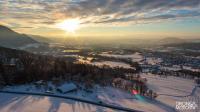 Prise de vue aerienne de sunset sur le bassin d annecy depuis villaz