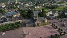 Sainte mere eglise en vue aerienne par drone