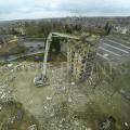 Suivi de chantier demolition batiment en vue aerienne par drone