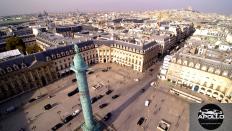 Vue aérienne de paris par drone professionnel, place Vendôme