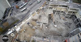 Vue aérienne de suivi de chantier par drone en Bourgogne-Franche-Comté