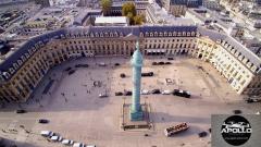 Vue aérienne par drone des hôtels particuliers de la place Vendôme a Paris